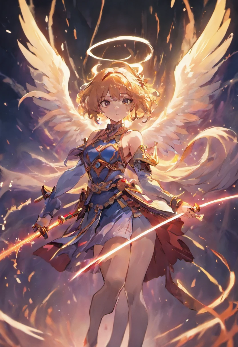Beautiful noble lady warrior with ethereal wings and using dual katana