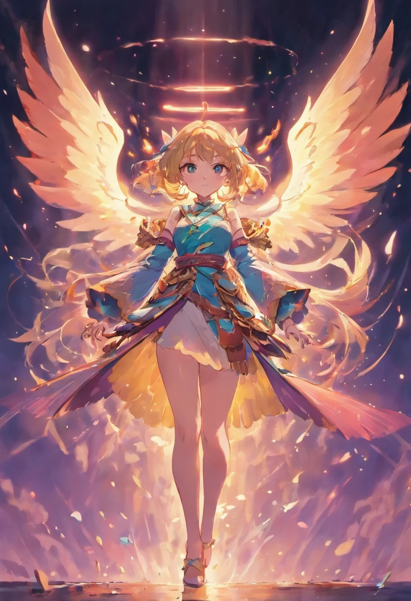 Beautiful noble lady warrior with ethereal wings and using dual katana