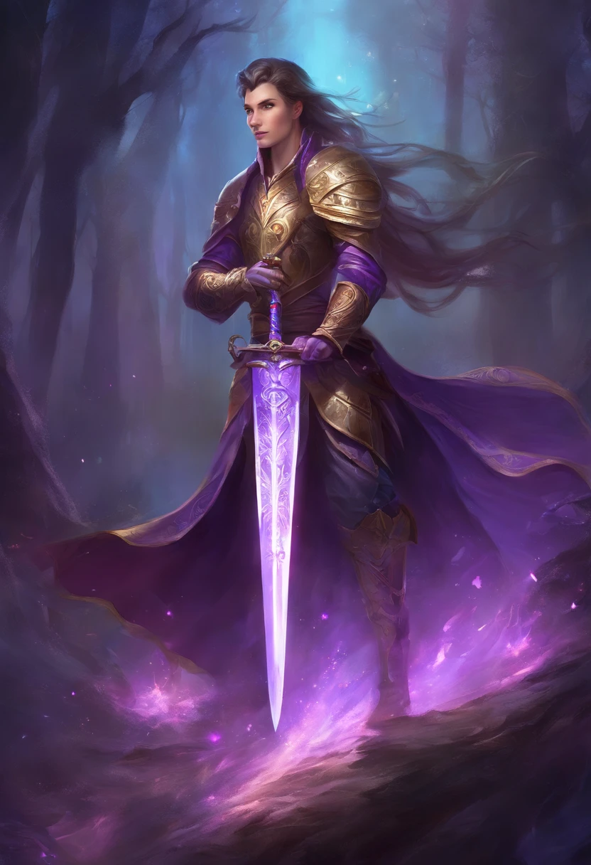 no people, ((short sword)), purple blade, jewels, rigid, glowing
