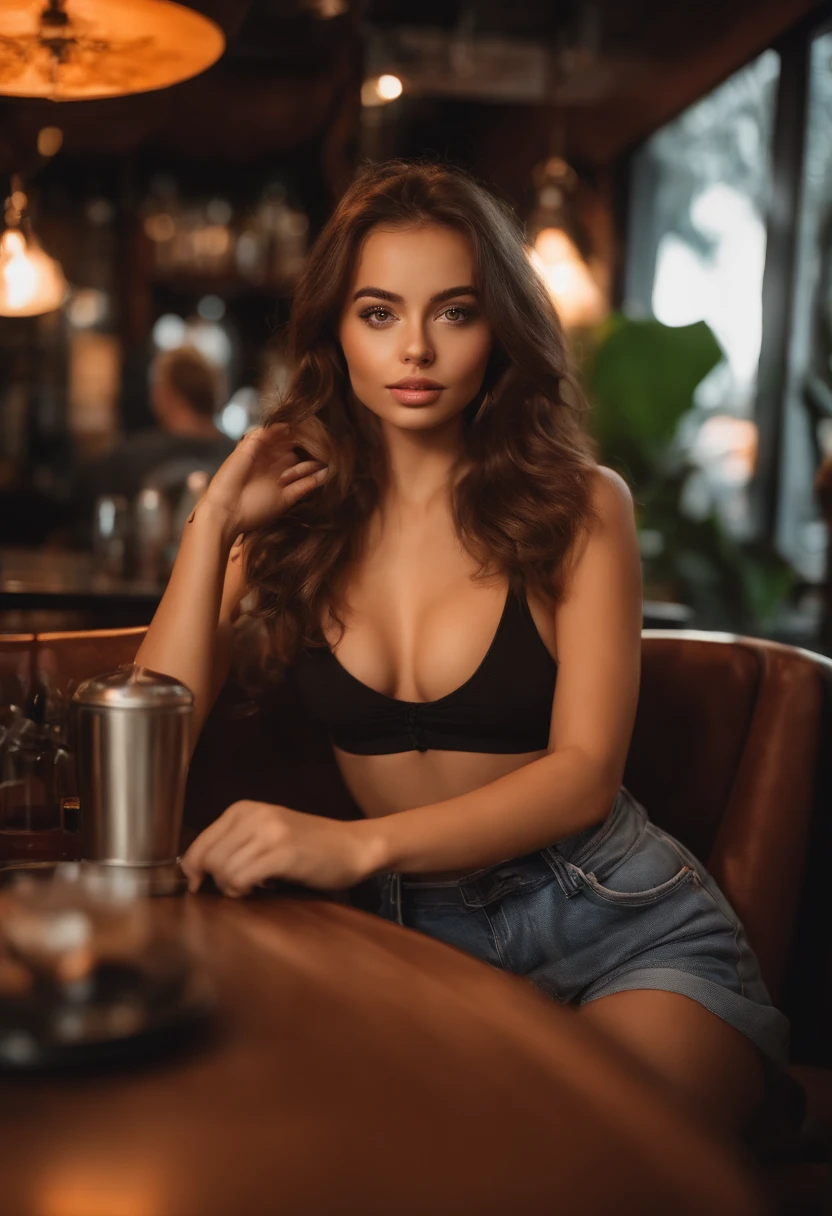 Arafed woman with tank top and matching panties, Sexy girl with brown eyes, portrait sophie mudd, brown hair and big eyes, Selfie einer jungen Frau im cafe club, Nackt liegen