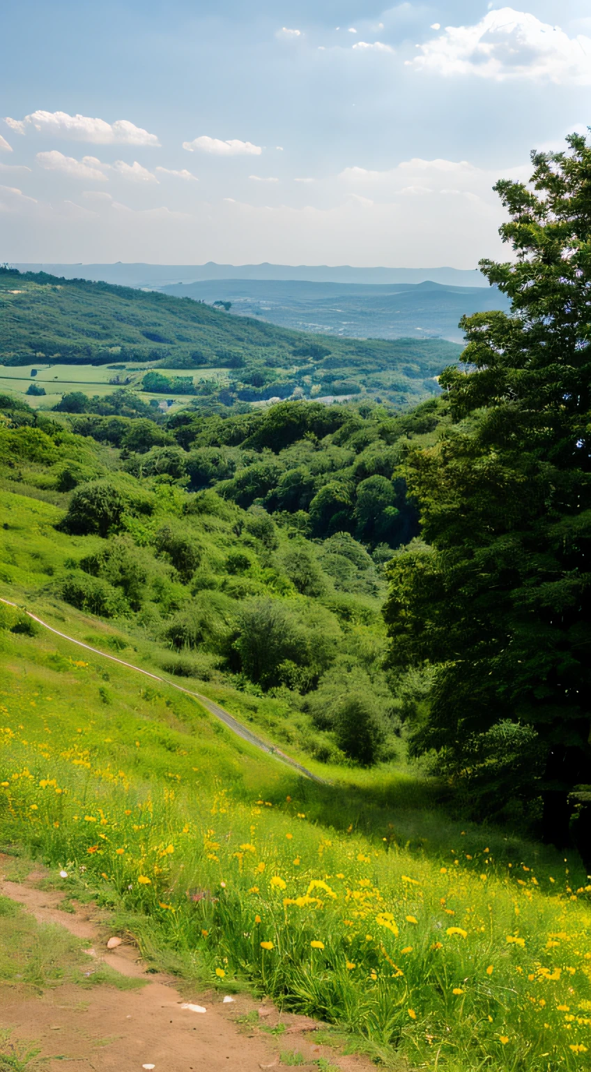 nature view from hill at summer