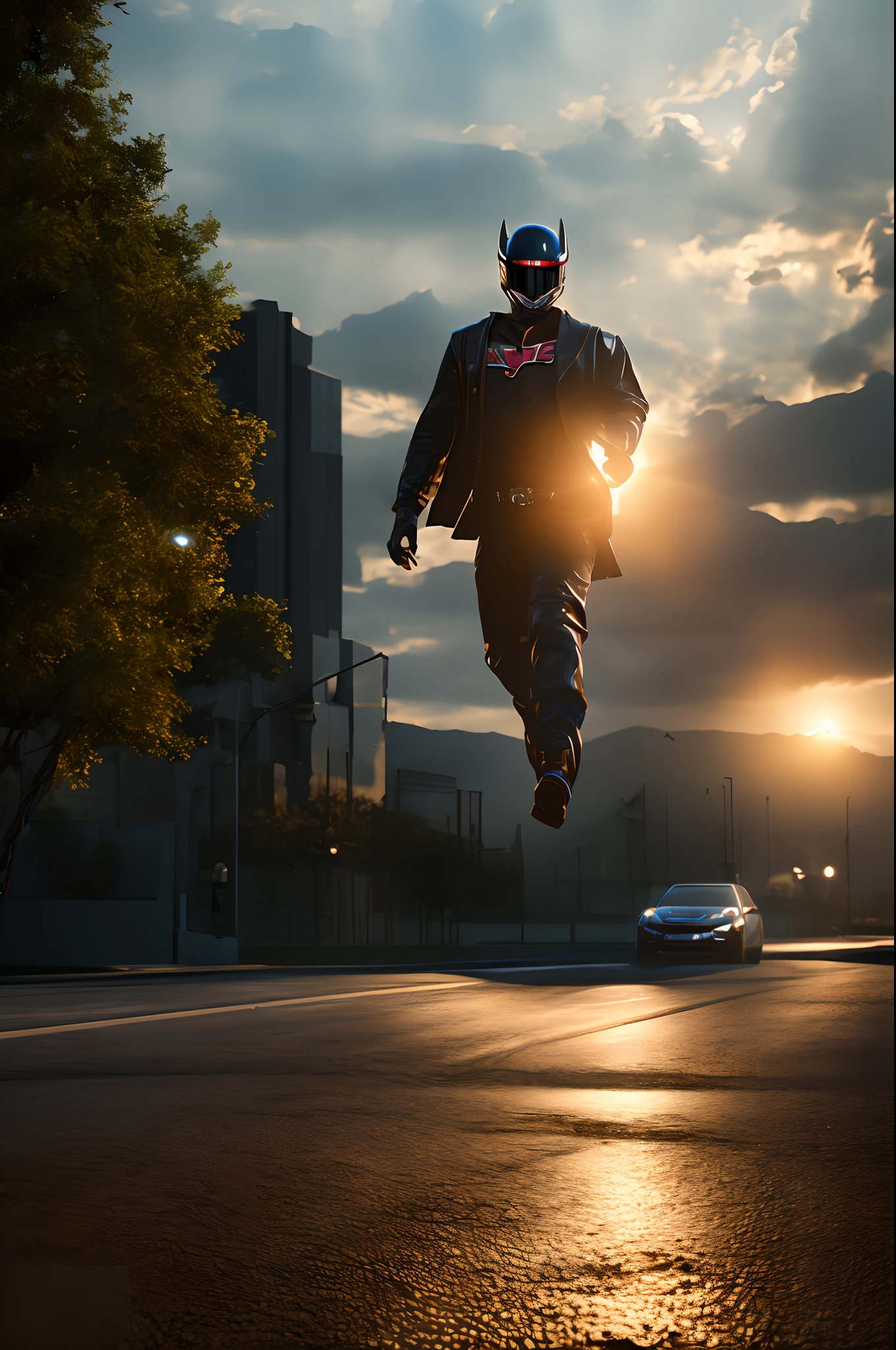(photo realistic:1.4), (hyper realistic:1.4), (realistic:1.3), (smoother lighting:1.05), (increase cinematic lighting quality:0.9),Masked Rider Black