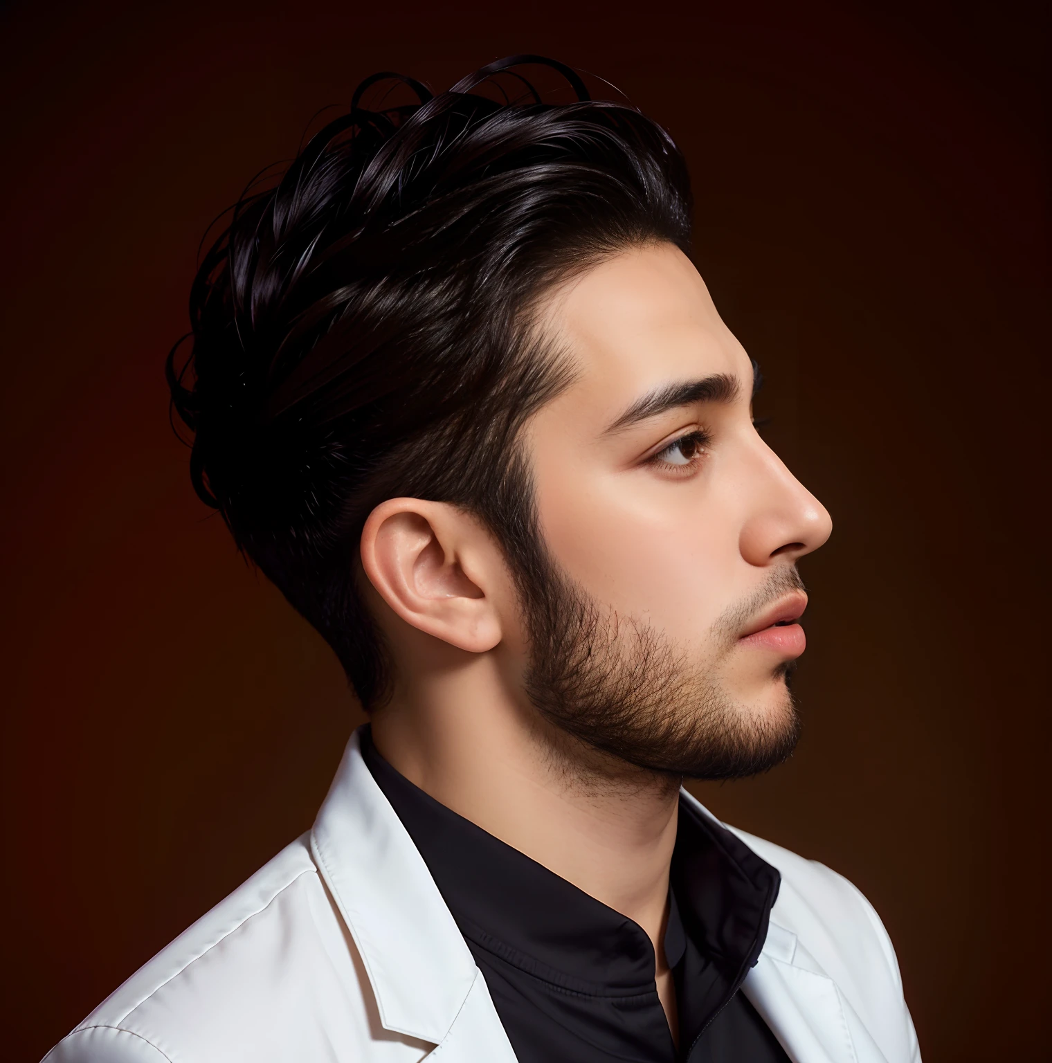 arafed man with a beard and a white shirt and a black jacket, headshot profile picture, portait photo profile picture, emad mostaque, ahmad merheb, hicham habchi, nekro petros afshar, handsome man, profile shot, profile portrait, high quality portrait, sayem reza, side profile centered portrait