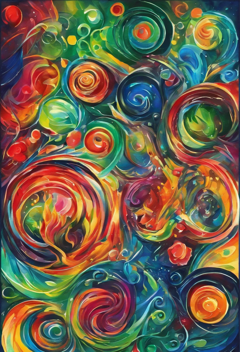 3d watercolor abstract,Dark background,high resolution,High quality,Colorful,Green,Red,Blue