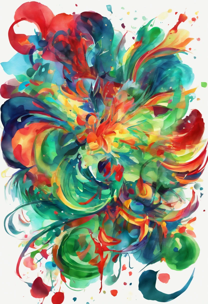 3d watercolor abstract,Dark background,high resolution,High quality,Colorful,Green,Red,Blue