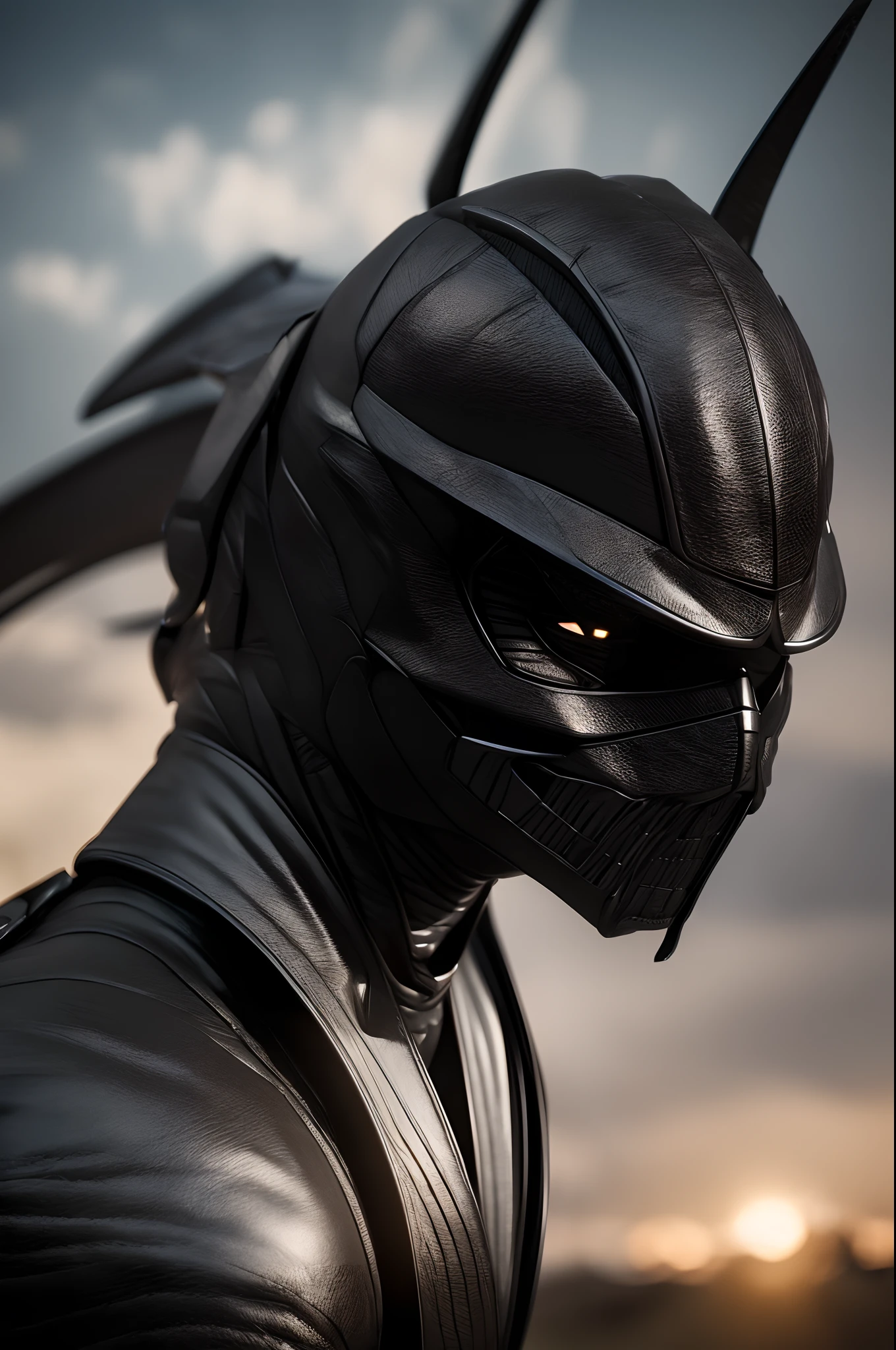 (photo realistic:1.4), (hyper realistic:1.4), (realistic:1.3), (smoother lighting:1.05), (increase cinematic lighting quality:0.9),Black Grasshopper Maskde Rider Black,cinematic,close-up