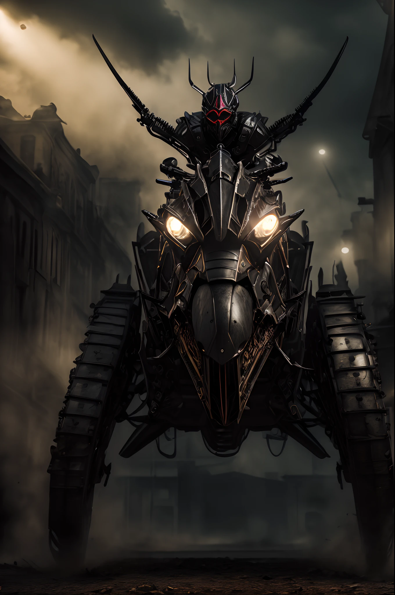 (photo realistic:1.4), (hyper realistic:1.4), (realistic:1.3), (smoother lighting:1.05), (increase cinematic lighting quality:0.9),Black Grasshopper Maskde Rider Black,Eyes glowing mechanically,mechanised modified human,dynamic pose,Red discharge,cinematic