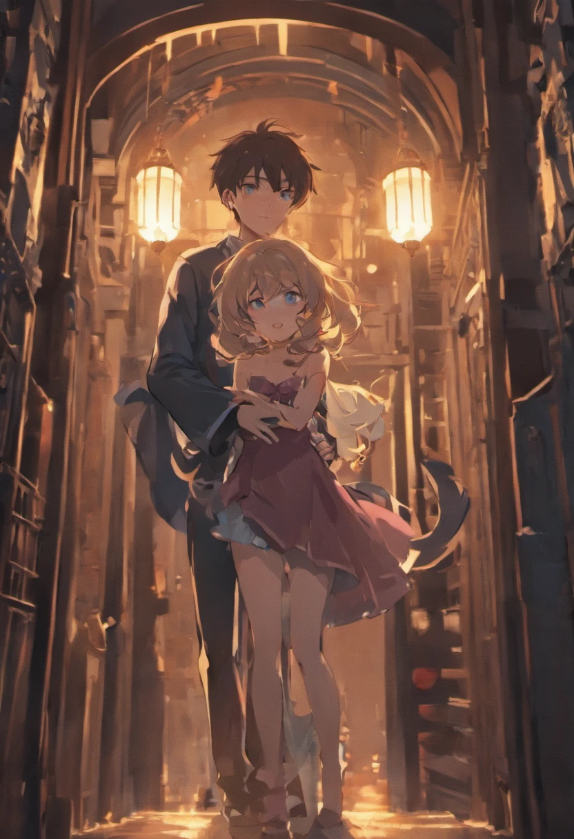 A boy holding a girl in the night, Light light, and dark backgrounds, Raised sexy，prette，lovemaking ，Operations that interact with each other，Sexual ，sweat leggs，clear liquid（liquid milk），Sexual themes，implied，Adult 18 forbidden themes，