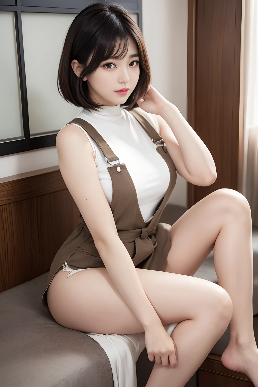 Overall beautiful style •height: 163cm • Weight: 63 kgs • 3 sizes: Bust 90 cm、Waist 62 cm、Hip 101cm Hair: • Her short black hair is straight: • Her skin is very white、It has a moderate ruddy color.。 hitomi: • Big eyes、Deep brown and attractive。Relatively dark eyebrows are trimmed、Plump teardrop lips: • Her lips are well colored、plump and thick Has a natural redness。 the feet: The thighs are moderately thick and fleshy.。