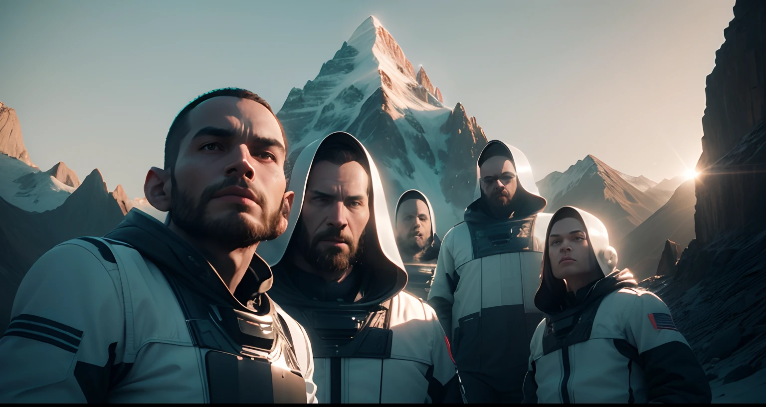 Change this image background into alien mountain and photo into 3d animatio