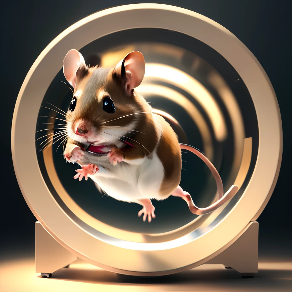 a mouse running in a hamster wheel