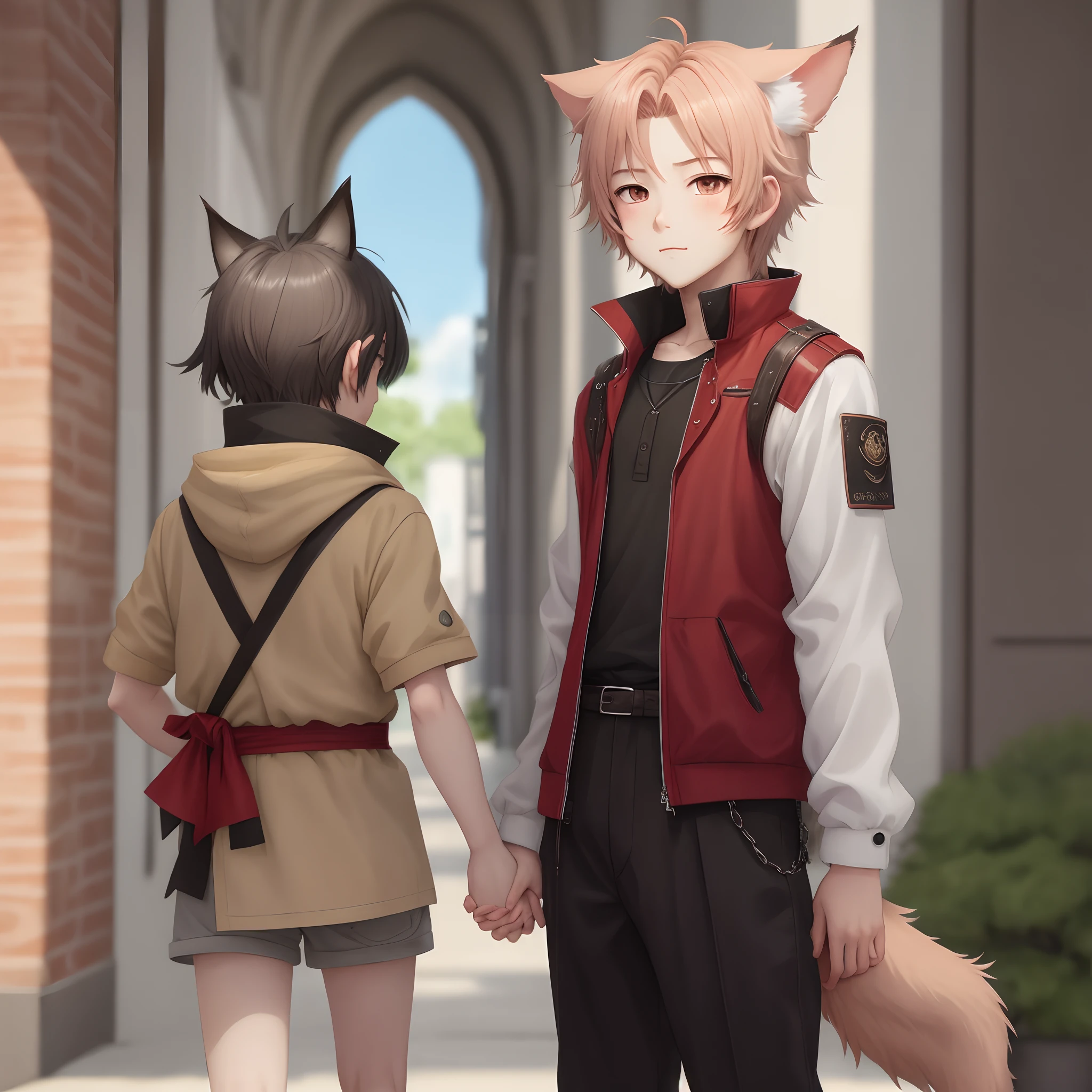 Anime boy with dog ears and tail