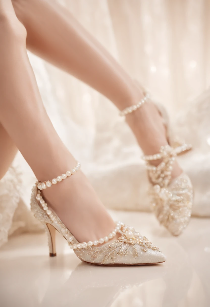 women shoe style like jimmy choo embellished with pearls, beads, colorful threads flat and luxury