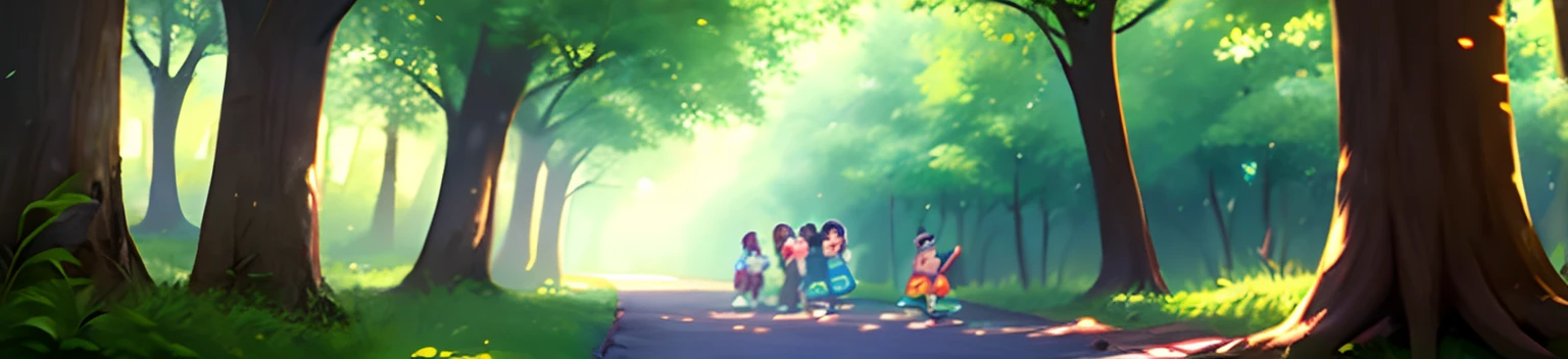 kindergarten in woods brightened Disney style