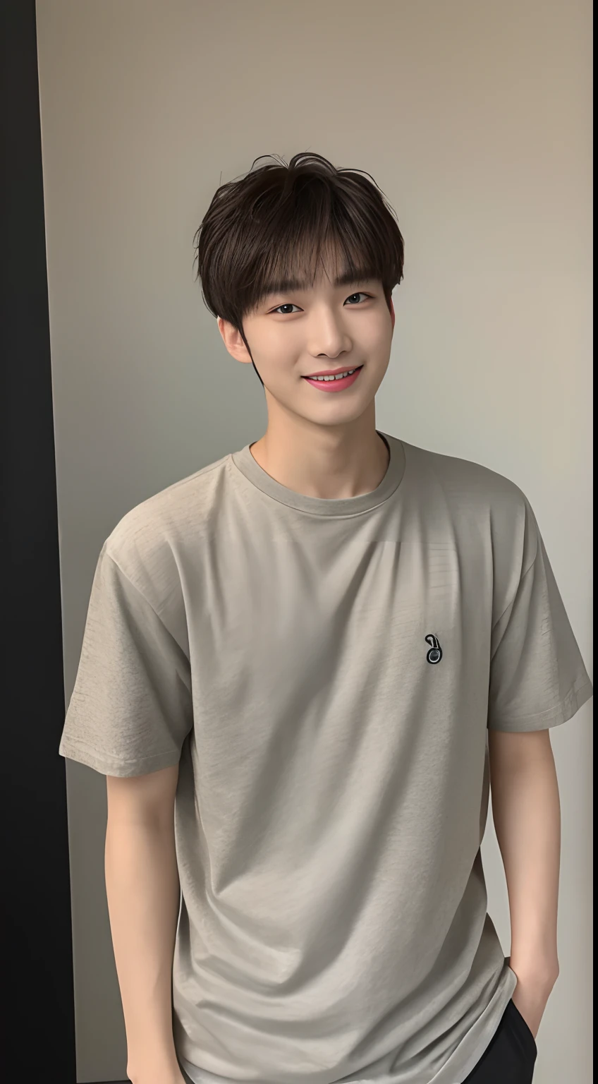 25 year old male、gentlemen、short hair、sincerity、Good physique、sitting at home、black hair