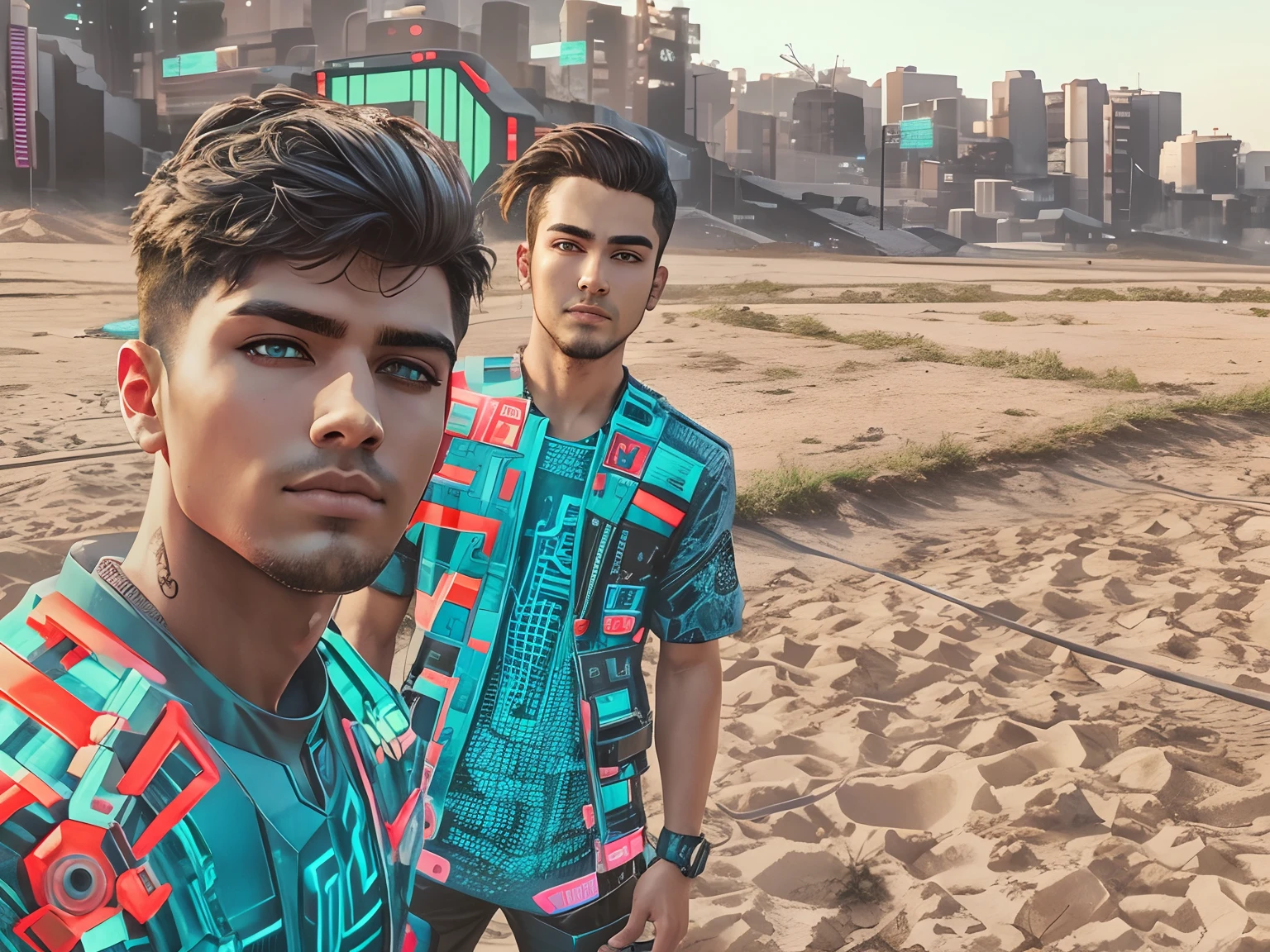 Change background cyberpunk handsome boy