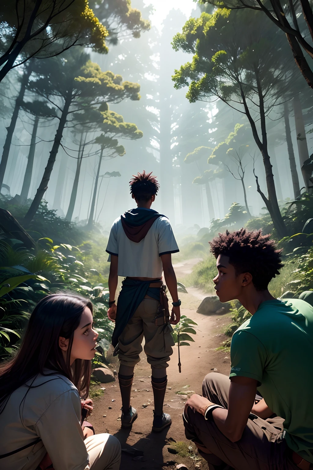 Kaimaré, a 17-year-old young man, is with 3 friends in the forest, adventuring with the forest spirits