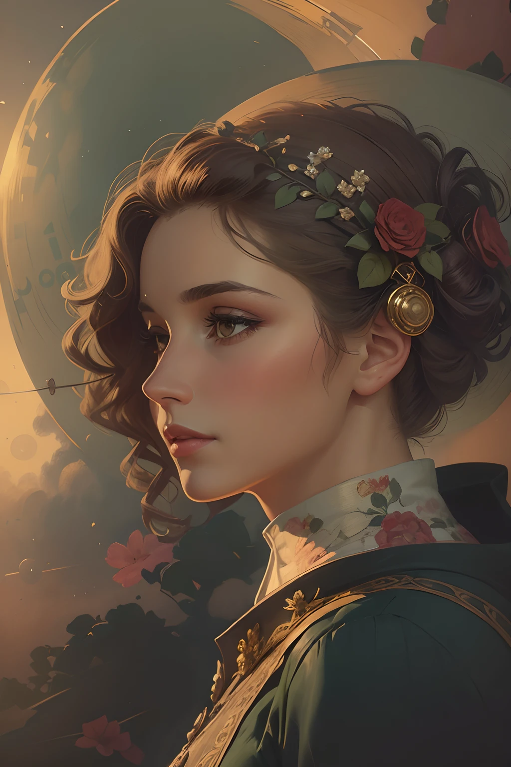 Transport yourself to a bygone era with this exquisite prompt. Imagine a beautiful lady, elegantly posed in a garden, wearing a large floral hat that adds a touch of whimsy to the scene. The fine art painting captures every detail of her attire and surroundings, bringing the 1900s to life in vivid color and style.