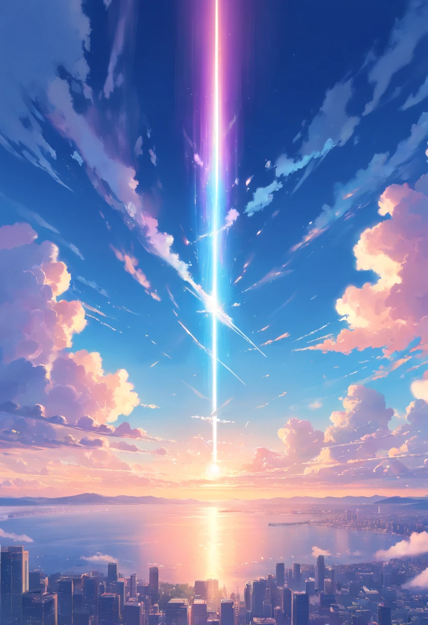 tmasterpiece，Clouds，humongous large breast，Heart shape，Marshmallow properties，White pink tone，Above the whole，high-definition photography，blue-sky，Blue，light wind，illustration，Clean and bright，Planes，Huge small，Sweep across the sky from the bottom up，Bright light