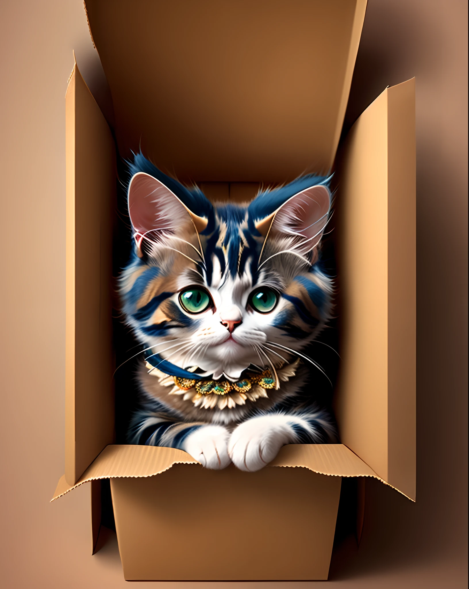 Cute cat girl in a box