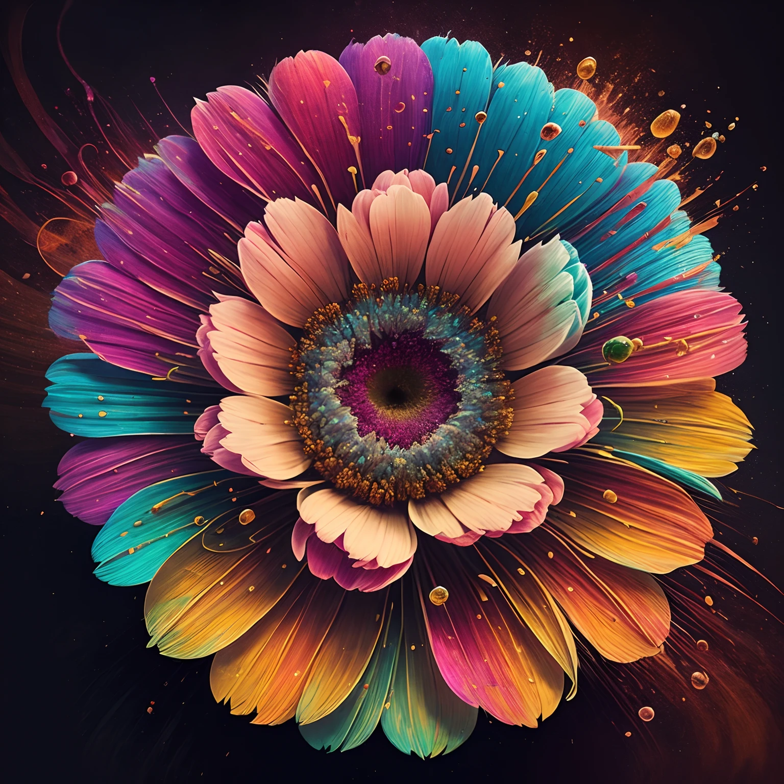 Realistic Flower Cosmos:1.5,Beautiful feathers:1.3,top-quality,Best Quality,Beautiful and mysterious flowers,Extremely detailed,Fractal Art:1.3,Colorful:1.4,highest details,Zentangle:1.2,Dynamic,Abstract background:1.3