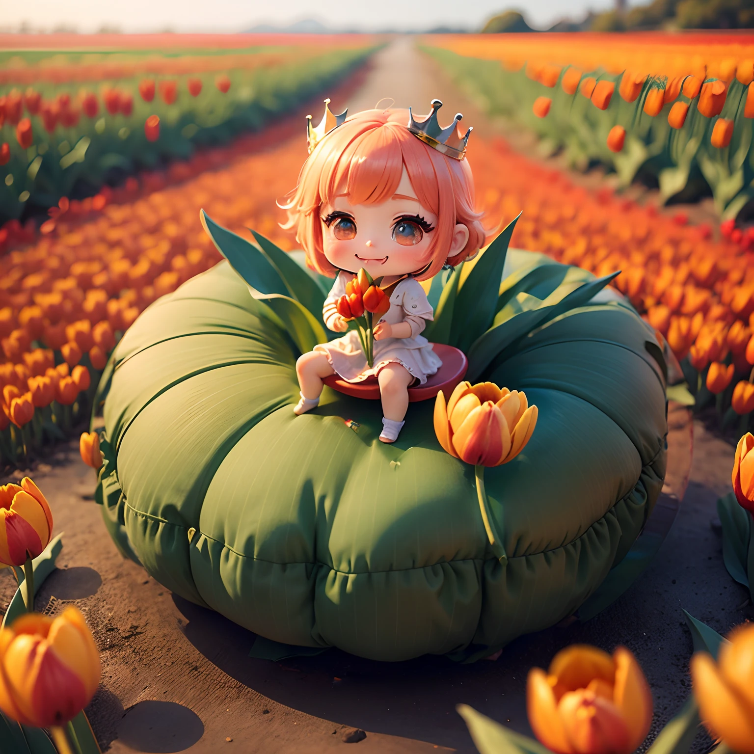 Tulip flower shape cushion