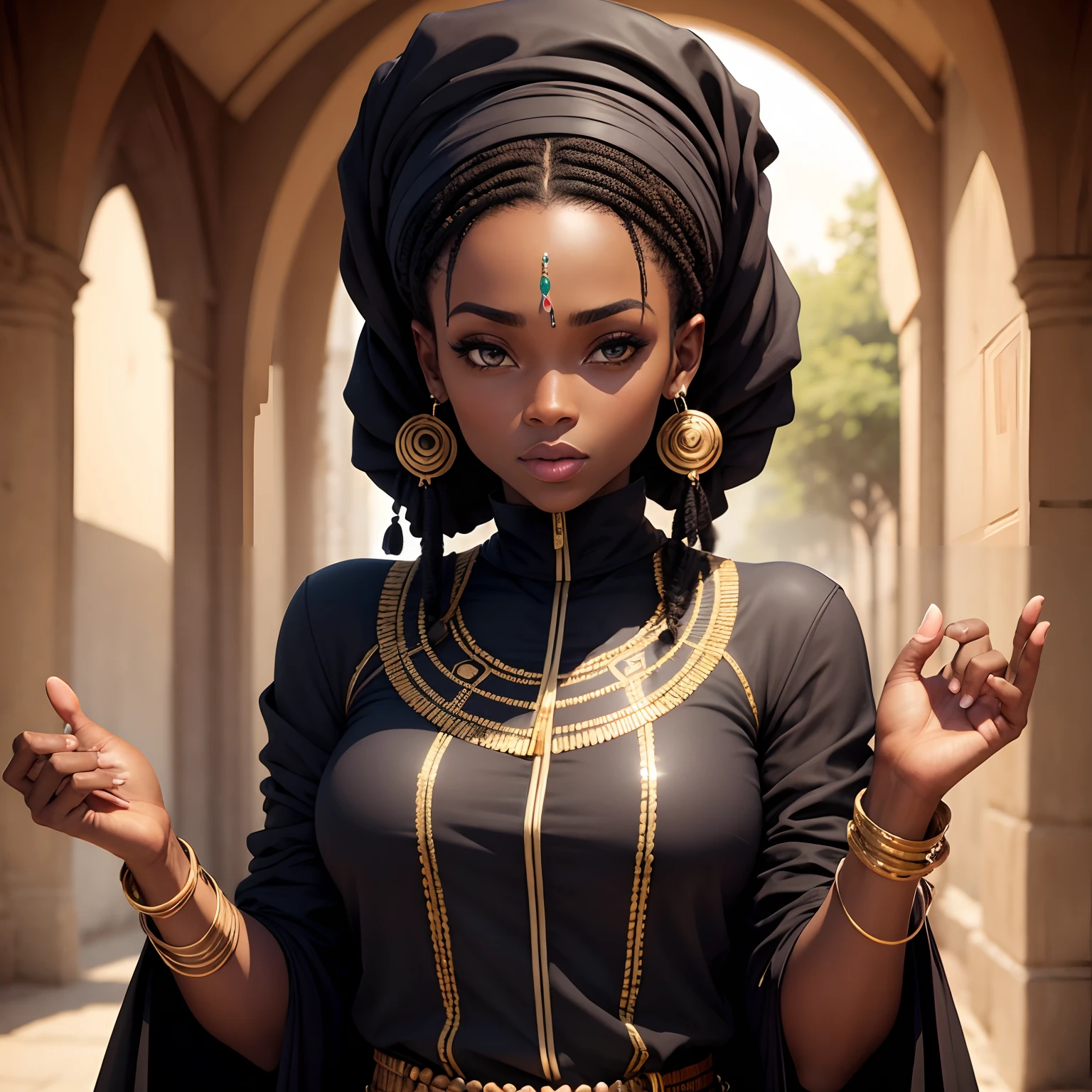 Femme Africaine en veste noire