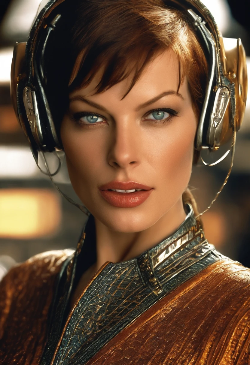 Mila Jovovich in the fifth element, no background, Face and shoulder, GTA illustration style