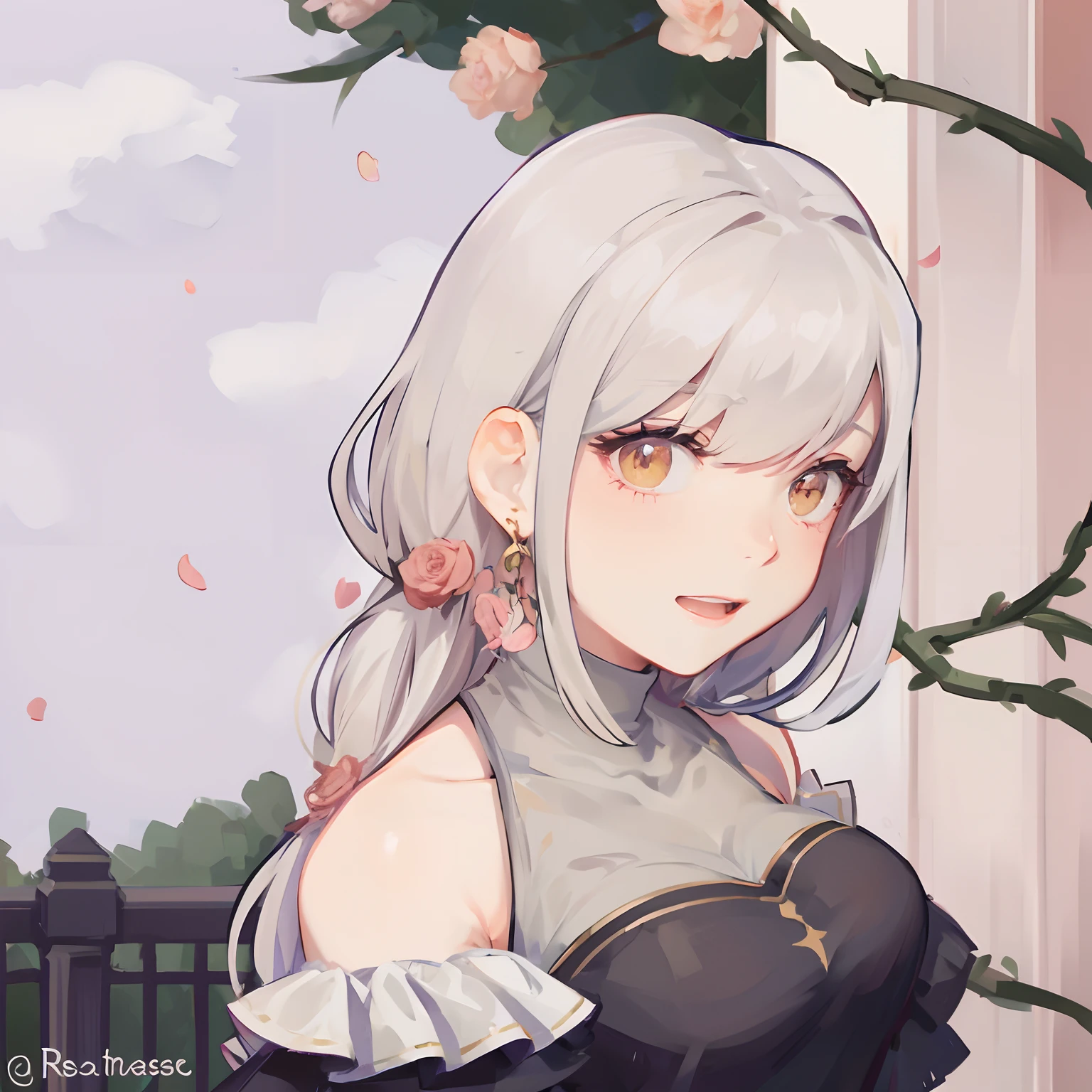 tarot background, roses, redraw fluffy hair, petals falling