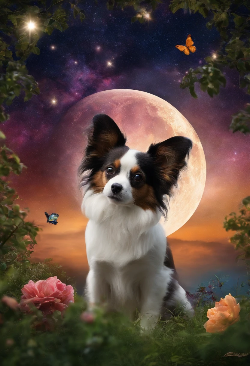 Lune, papillon et galaxie