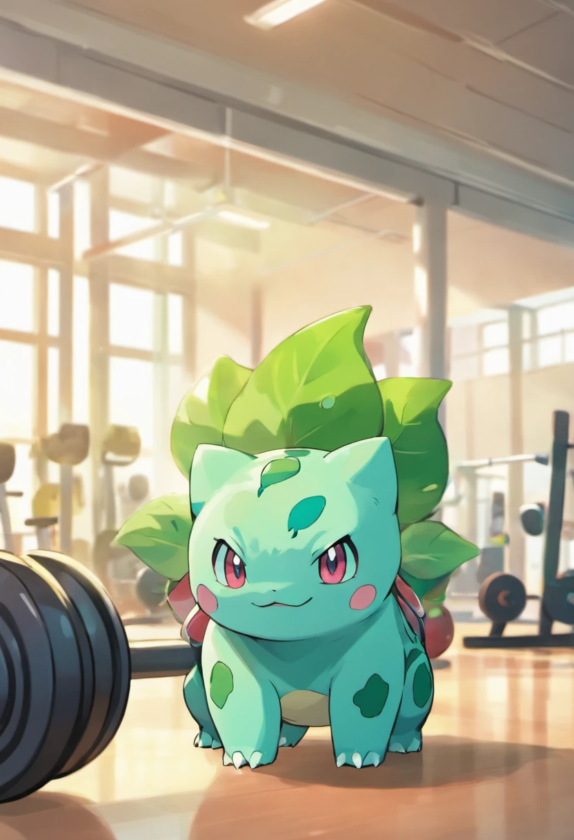 Bulbasaur training in the gym