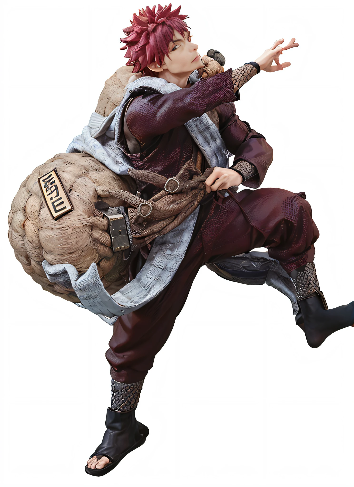 A close-up of a man carrying a gourd, 1 / Naruto I love Ra, 1 / 6 Naruto I love Luo, anime action figure, Whole body 1 / 6 nihei tsutomu, full body close-up shot, Anime figure, ( highly detailed figure ), Anime figur