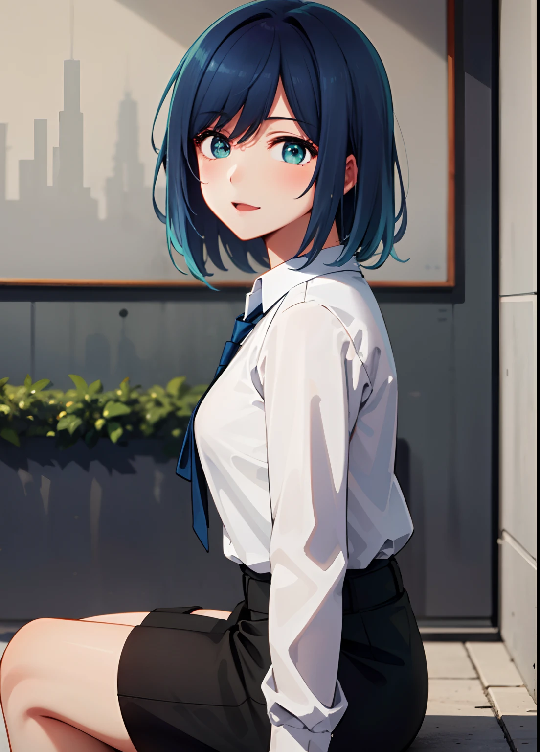 Akabane Kurokawa, 1 girl, Blue hair, Green eyes, Bangs,yukata,Collared shirt, plein air, urbane, (full body), Sitting Laughing together.
(Best Quality, 4K, 8K, hight resolution, masutepiece:1.2), Ultra-detailed, (Realistic, Photorealistic, Photorealsitic:1.37), nffsw, nffsw, Studio Lighting, Ultra-fine painting, Sharp Focus, Physically-based rendering, extreme detail description, Professional, Vivid colors, Bokeh, Portraits.sitting,