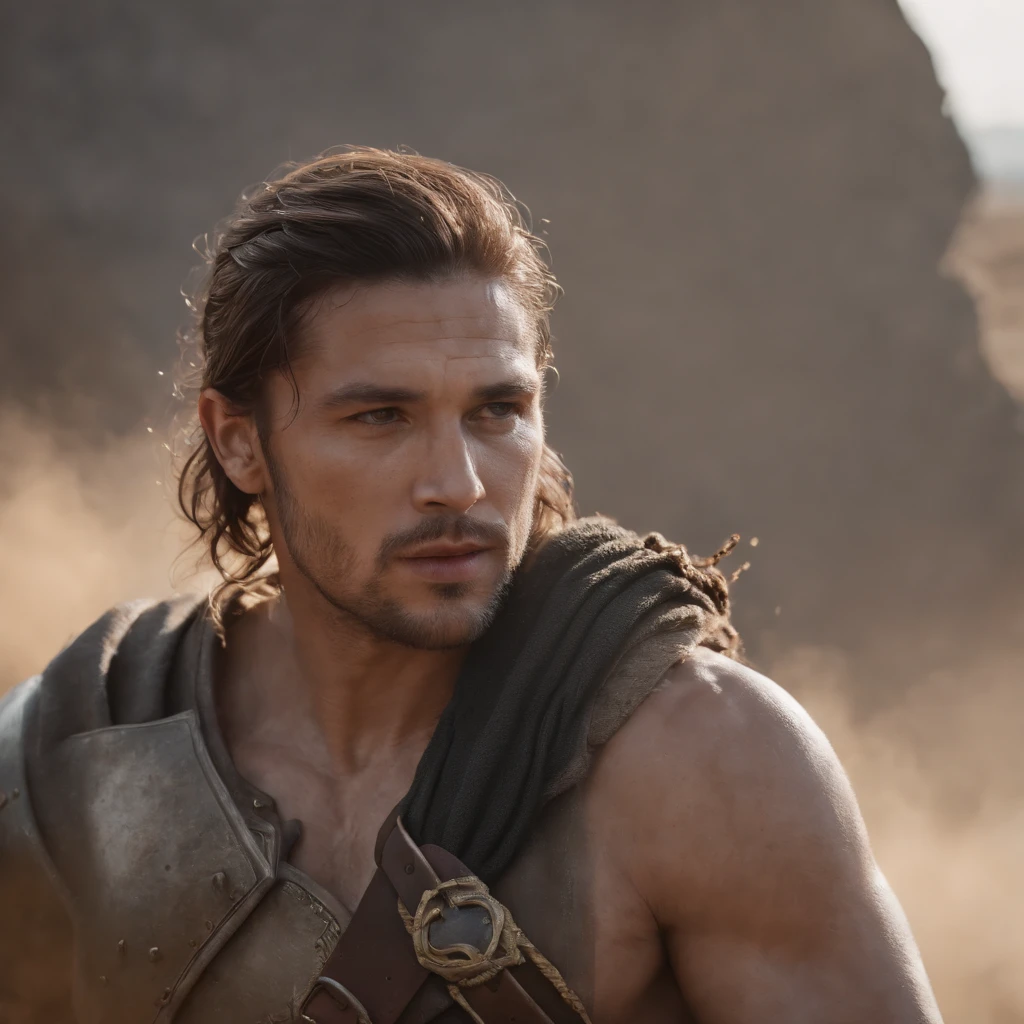 (Professional 3D Rendering:1.3) in the (Realistic:1.3) The most beautiful artwork photos in the world，Features soft and shiny male heroes,Stand on the battlefield、Raise the roar