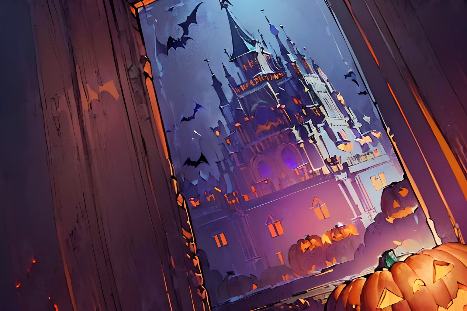(((stunning extremely insane detail illustration of huge Halloween_palace:1.5))), (with palace of fused Halloween and witch architecture:1.3), (((gland level shot))), (((cinematic:1.3))), matte paint and mixed media, autumn forest city background, horror atmosphere, (in the air of floating crystal sphere ball:1.3), (eerie but mysterious atmosphere:1.3), (((blood red hazy moon))), crisp clarity that is unmatched, palette knife and brush strokes, thick oil painting coating, mezzotint of blue metal. (((extremely insane detail):1.3)), add line is fountain pen and ink, ((Halloween ghost)), (impeccable quality:1.3), (highest quality:1.3), (((highly quality:1.3))), best quality, (((no deformed:1.1))), (extremely elaborate drawing:1.3), rich colors, (tachism:1.2), (((neo-surrealism))),