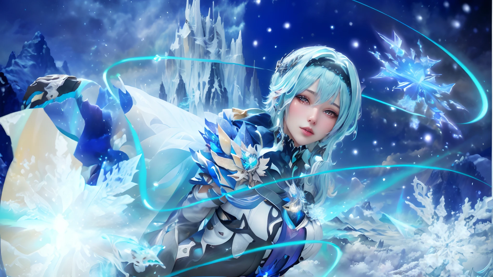 ModelShoot style, (Extremely detailed Cg Unity 8K wallpaper),cyber punk perssonage [Snowy mountain landscape with fog，snow mountains] ，Immerse yourself in the beautiful aurora，Live in the clouds of the starry sky，Behind the clouds，（multiple exposure：1.8），(Transparent ethereal girl face blends with aurora，Overlay with snowy mountains)，Multiple elements blend the image，photography of：Brandon Woelfelmist，Surreal dreams，Gray atmosphere，raining day，dyna，lut，hdr，Surrealist art fantasy style，Epic digital fantasy art style，Beautiful dream art, Science-fi digital art illustration,Fantastic digital painting, futuristic digital painting, Fantastic concept art, In front of the sci-fi snowy mountain landscape, science fiction digital art, Fantastic transparent ethereal girl stylized abstract portrait close-up