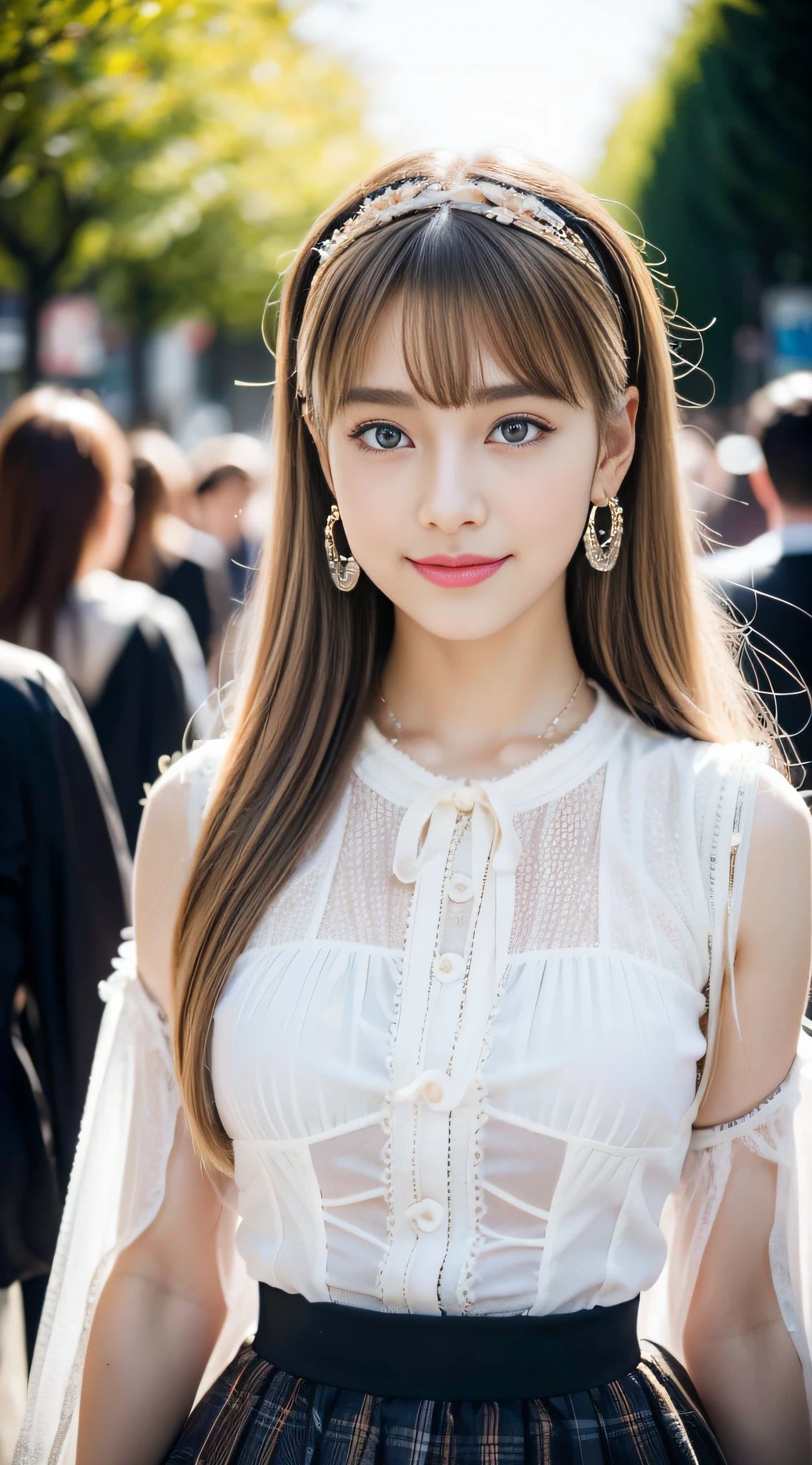 (((32K,very high res, high detailing, highly accurate, masutepiece、girl1,Full body image))),Raw photo & realistic atmosphere,beautiful dark blue eyes,Detailed mouth,Glossy lips,Detailed eyebrows,Eyes drawn in detail with soft white skin that shines in every detail、Very beautiful eyes with azure eyes,Detailed lips、Very beautiful face,Very well-formed face、Lifelike face,shiny beautiful lips,Beautiful eyebrows,Infinite reality,Best design,(Insanely cute Japan 17-year-old high school girl,,Beautiful thighs,Ideal legs,Beautifully shaped breasts,Very cute beautiful girl,:1.4),Best Natural Makeup,Japanese ido,Korean Idols,Young sensual idol,Moist eyes,Beautiful eyes that sparkle,Beautiful butt,beauty legs,,camel's foot,:1.2),超A high resolution、The face of a masterpiece with high detail,Natural and realistic face,Back lighting,Pure eyes are too cute,(((Photorealism from top to bottom))),,Reality Live Action,(Earrings that look fashionable,,a necklace,A bracelet,gyuru,Glossy nail art:1.4),Blonde shortcuts,Bunching your hair in anticipation of it,Very beautiful Lolita fashwith high detail high definition,Beautiful modern Lolita in high il high definition,Looks Back,On the streets of Harajuku,Gentle smile