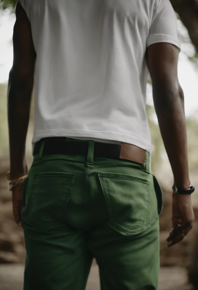 a$ap rocky wearing jeans, saggy pants, green boxers, sagging pants, showing green boxers, showing butt, facing the back, sagging green boxers
