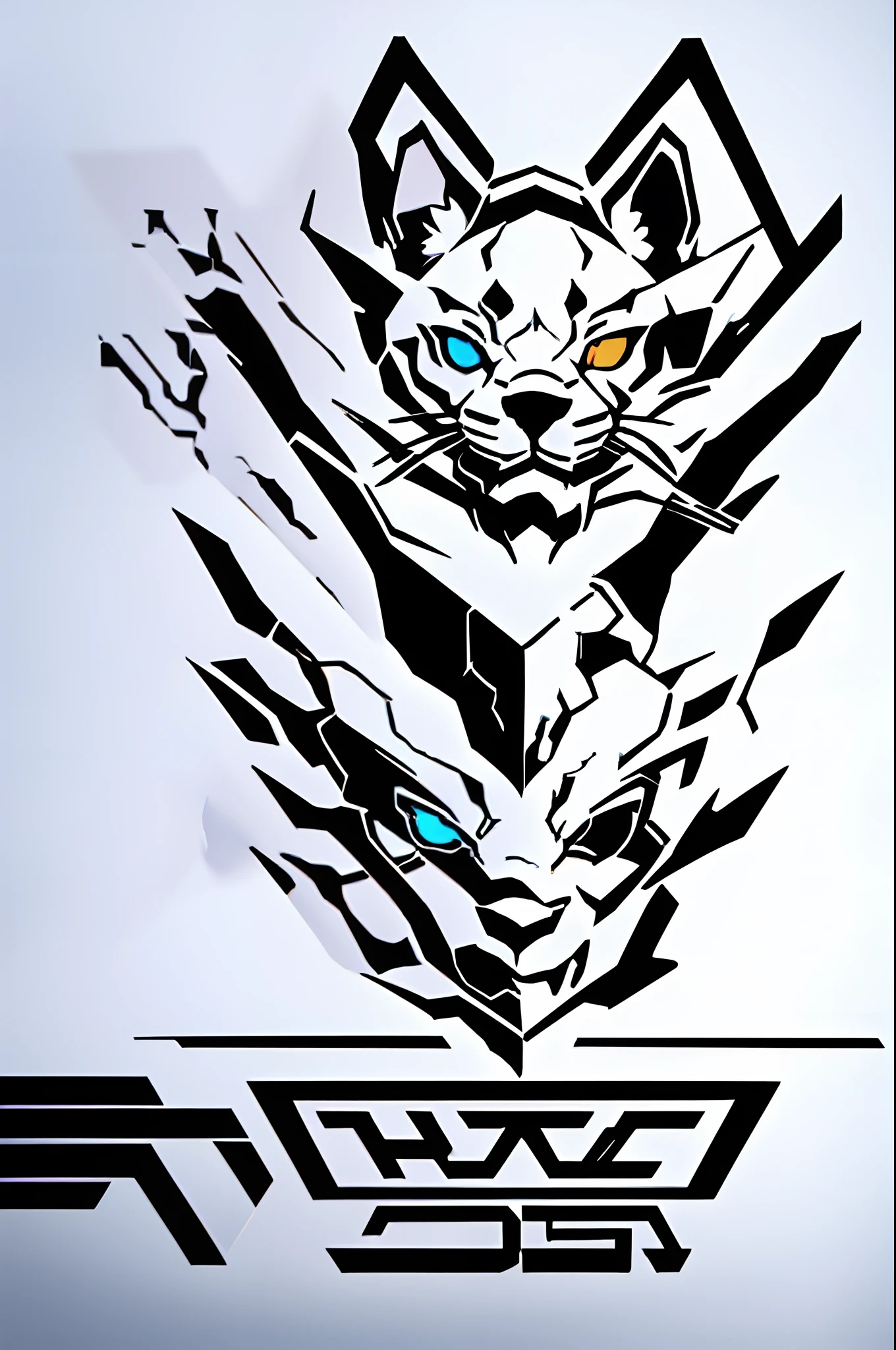 logo, designer, e-sport, white cat, heterochromia eyes,