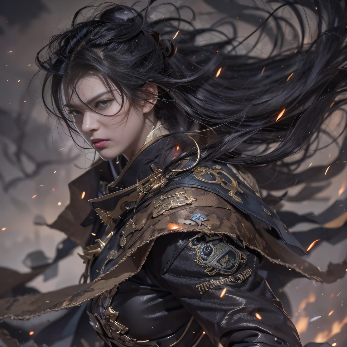 （废墟）eyes filled with angry，He clenched his fists，Rush up，Deliver a fatal blow to your opponent，full bodyesbian，Full Body Male Mage 32K（tmasterpiece，k hd，hyper HD，32K）Long flowing black hair，Campsite size，zydink， a color， patriot （废墟）， （Linen batik scarf）， Angry fighting stance， looking at the ground， Batik linen bandana， Chinese python pattern long-sleeved garment， （Abstract propylene splash：1.2）， Dark clouds lightning background，Flour flies（realisticlying：1.4），Black color hair，Flour fluttering，Background fog， A high resolution， the detail， RAW photogr， Sharp Re， Nikon D850 Film Stock Photo by Jefferies Lee 4 Kodak Portra 400 Camera F1.6 shots, Rich colors, ultra-realistic vivid textures, Dramatic lighting, Unreal Engine Art Station Trend, cinestir 800，Flowing black hair,（（（Male mage））），The male mage was furious，