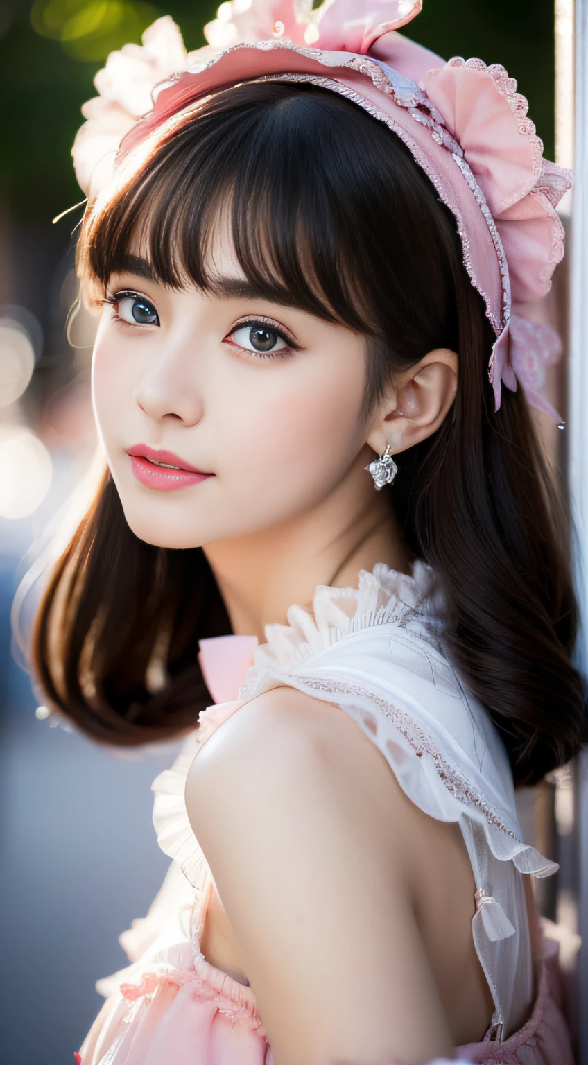 (32K,very high res, high detailing, highly accurate, masutepiece、girl1:1.5),Raw photo & realistic atmosphere,beautiful dark blue eyes,Detailed mouth,Glossy lips,Detailed eyebrows,Eyes drawn in detail with soft white skin that shines in every detail、Very beautiful eyes with azure eyes,Detailed lips、Very beautiful face,Very well-formed face、Lifelike face,shiny beautiful lips,Beautiful eyebrows,Infinite reality,Best design,(Insanely cute Japan Lolita fashion beautiful girl,Beautiful thighs,Ideal legs,Beautifully shaped breasts,Very cute beautiful girl,Little GirlBest Natural Makeup,Japanese ido,Korean Idols,Young sensual idol,Moist eyes,Beautiful eyes that sparkle,Beautiful butt,beauty legs,,camel's foot,:1.2),超A high resolution、The face of a masterpiece with high detail,Natural and realistic face,Back lighting,Pure eyes are too cute,Reality Live Action,(Earrings that look good in Lolita fashion,,a necklace,hair adornments,Head dress,Lolita hat:1.5),Glossy nail art,Blonde medium permed hair:1.4),(Lolita fashion with very beautiful embroidery in high detail high definition,Beautiful Lolita in high detail high definition,a miniskirt,Show full-body fashion:1.6),Looks Back,On the streets of Harajuku,Gentle smile