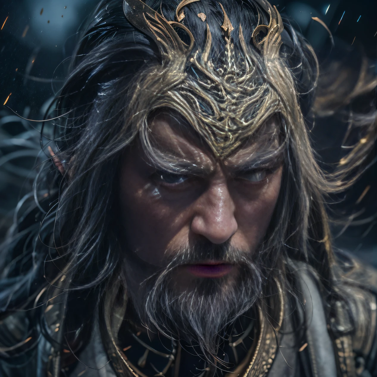 (废墟)eyes filled with angry,He clenched his fists,Rush up,Deliver a fatal blow to your opponent,full bodyesbian,Full Body Male Mage 32K(tmasterpiece,k hd,hyper HD,32K)Long flowing black hair,Campsite size,zydink, a color, patriot (废墟), (Linen batik landscape scarf), Angry fighting stance, looking at the ground, Batik landscape linen bandana, Chinese crocodile pattern long sleeve garment, (Abstract propylene splash:1.2), Dark clouds lightning background,Flour flies(realisticlying:1.4),Black color hair,Flour fluttering,Background fog, A high resolution, the detail, RAW photogr, Sharp Re, Nikon D850 Film Stock Photo by Jefferies Lee 4 Kodak Portra 400 Camera F1.6 shots, Rich colors, ultra-realistic vivid textures, Dramatic lighting, Unreal Engine Art Station Trend, cinestir 800,Flowing black hair,(((Male mage))),The male mage was furious,