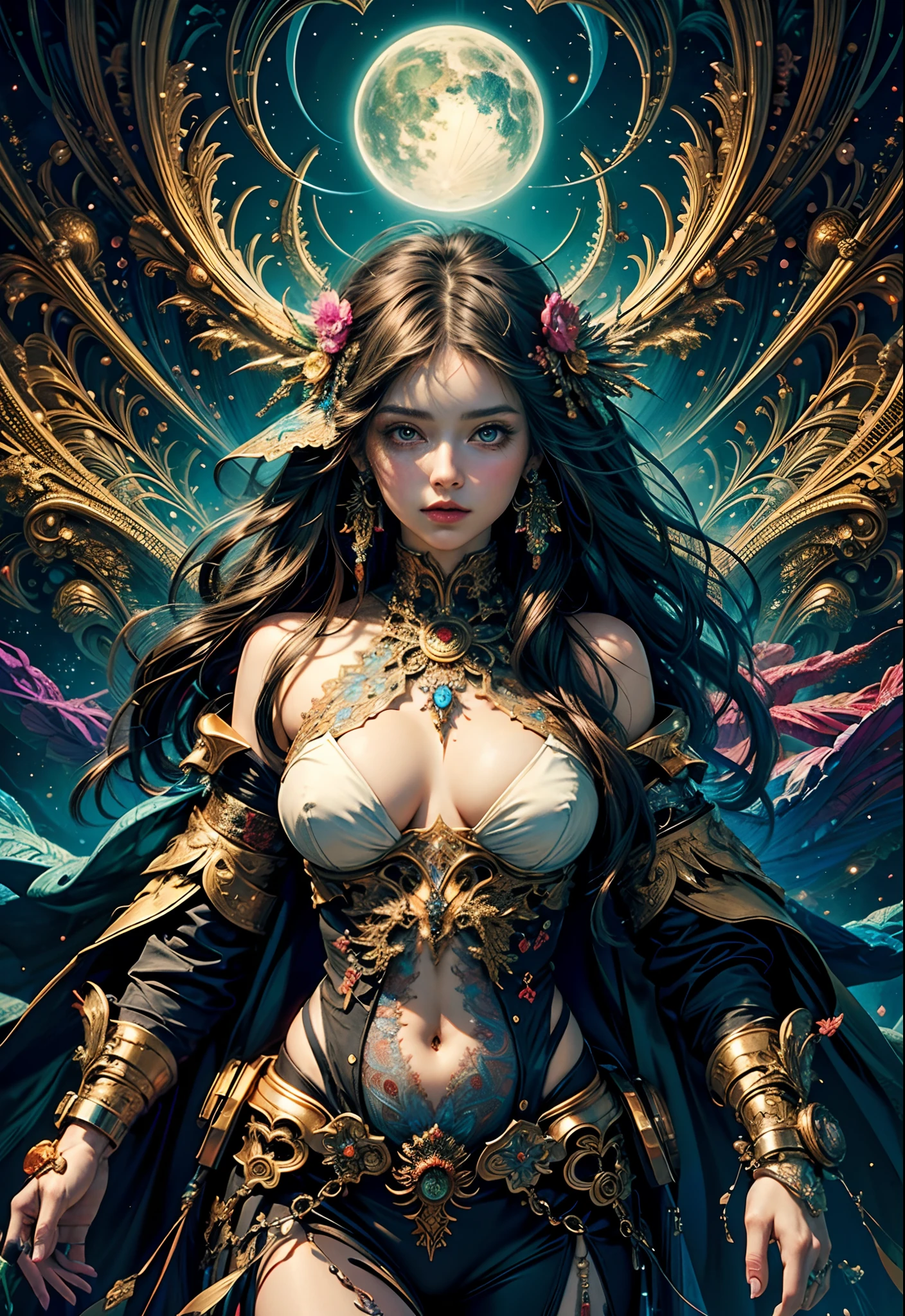 (masterpiece, top quality, best quality, official art, beautiful and aesthetic:1.2), (1girl), extreme detailed,(fractal art:1.3),colorful,highest detailed