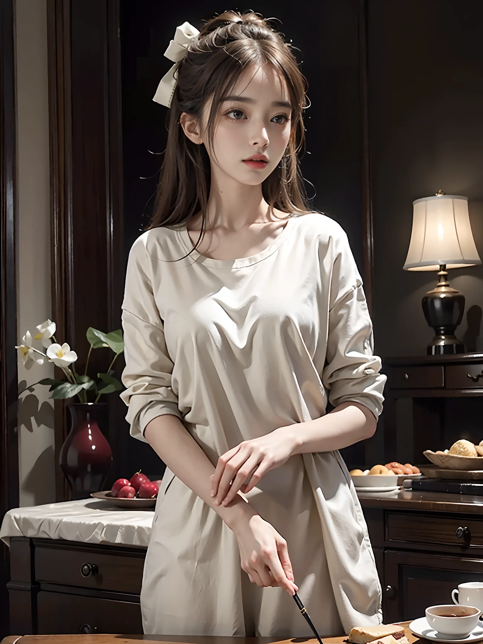 top-quality、masterpiece、超A high resolution、(Realistic:1.4)、Raw photo、1 15-year-old girl、lighting like a movie