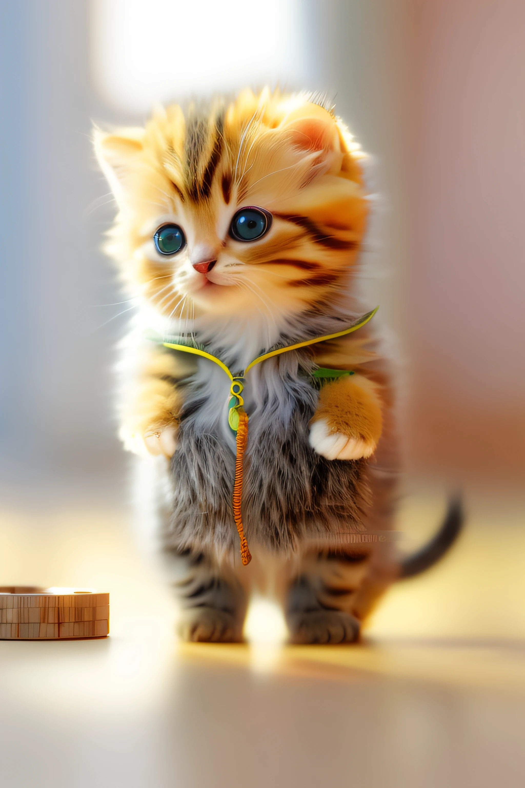 Fighting golden short-legged kitten cute