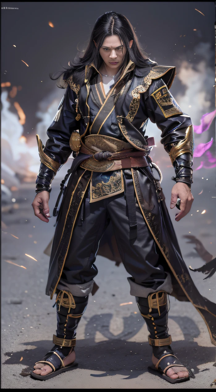 (废墟)eyes filled with angry,He clenched his fists,Rush up,Deliver a fatal blow to your opponent,full bodyesbian,Full Body Male Mage 32K(tmasterpiece,k hd,hyper HD,32K)Long flowing black hair,Campsite size,zydink, a color, patriot (废墟), (Linen batik scarf), Angry fighting stance, looking at the ground, Batik linen bandana, Chinese python pattern long-sleeved garment, (Abstract propylene splash:1.2), Dark clouds lightning background,Flour flies(realisticlying:1.4),Black color hair,Flour fluttering,Background fog, A high resolution, the detail, RAW photogr, Sharp Re, Nikon D850 Film Stock Photo by Jefferies Lee 4 Kodak Portra 400 Camera F1.6 shots, Rich colors, ultra-realistic vivid textures, Dramatic lighting, Unreal Engine Art Station Trend, cinestir 800,Flowing black hair,(((Male mage))),The male mage was furious,