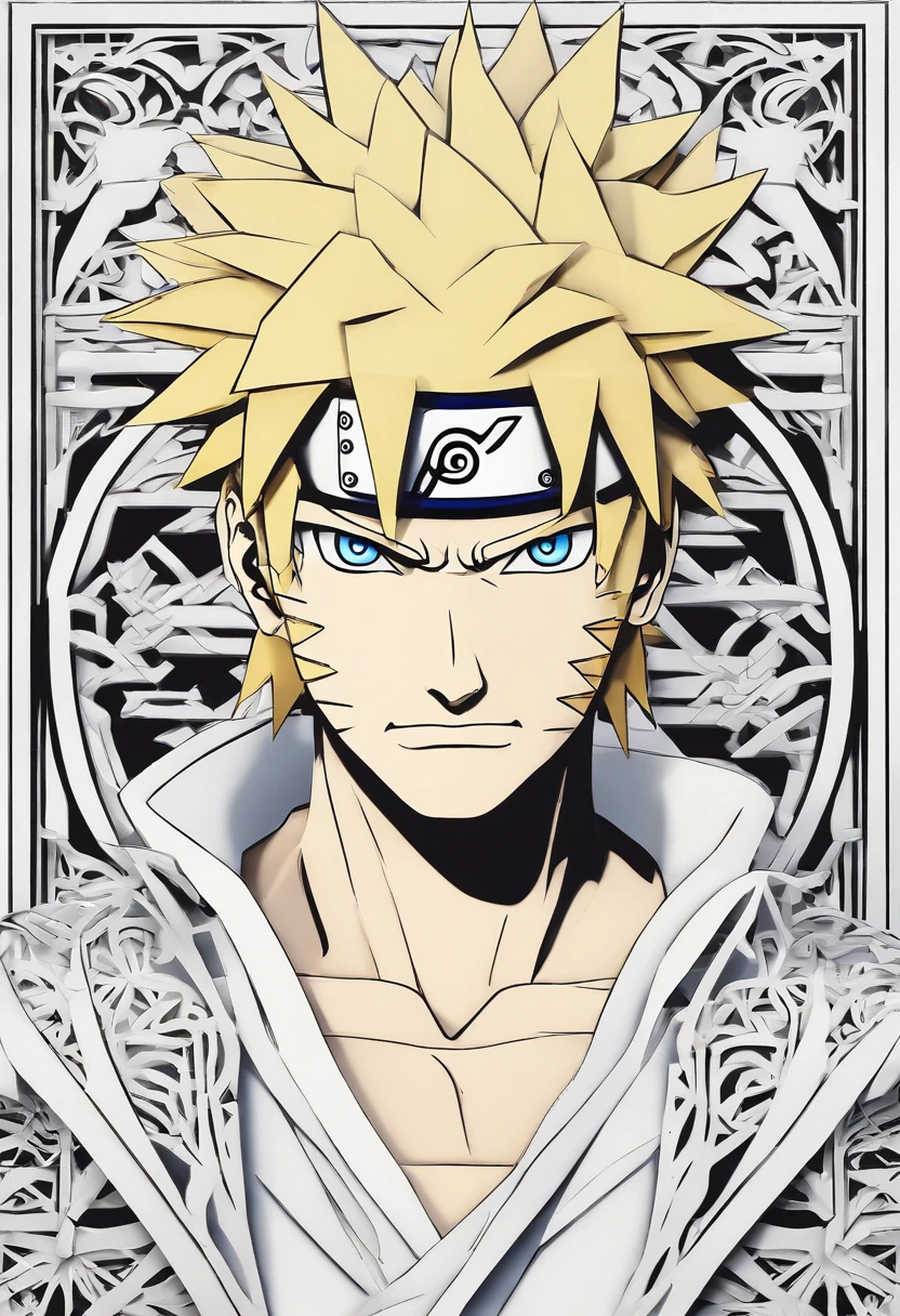 naruto, street wear,Headband with the Konoha symbol, spiky blonde hair, bright blue eyes,