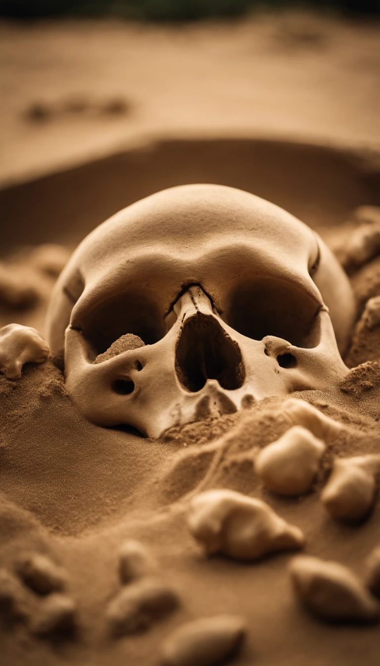 Sand pit with bones