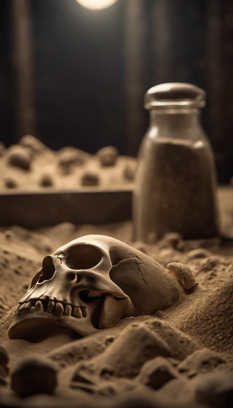 Sand pit with bones