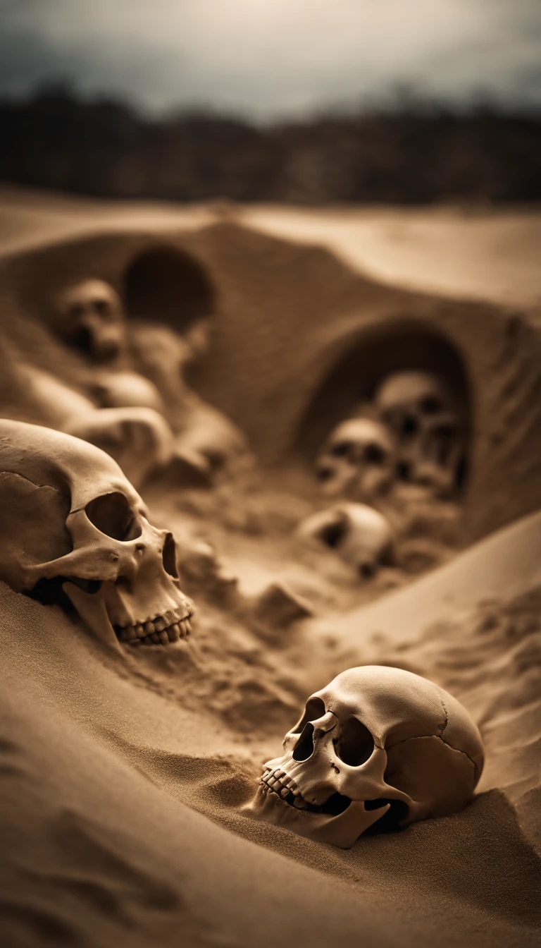 Sand pit with bones